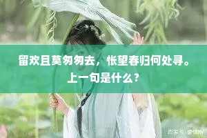 留欢且莫匆匆去，怅望春归何处寻。上一句是什么？