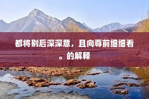 都将别后深深意，且向尊前细细看。的解释