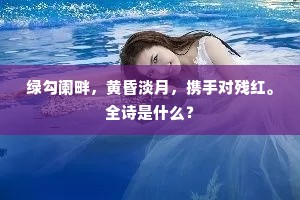 绿勾阑畔，黄昏淡月，携手对残红。全诗是什么？
