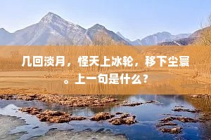 几回淡月，怪天上冰轮，移下尘寰。上一句是什么？