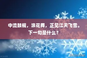中流鼓楫，浪花舞，正见江天飞雪。下一句是什么？