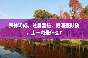 禁体词成，过眉酒热，把唾壶敲缺。上一句是什么？