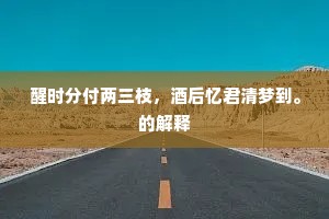 醒时分付两三枝，酒后忆君清梦到。的解释