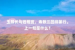 玉颜长与姓相宜,寿数三回排第行。上一句是什么? 玉颜长与姓相宜,寿数三回排第行。上一句是什么?
