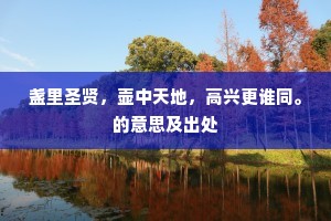 盏里圣贤，壶中天地，高兴更谁同。的意思及出处