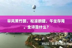 早风薰竹醉，松凉鹤健，午坐存庵。全诗是什么？