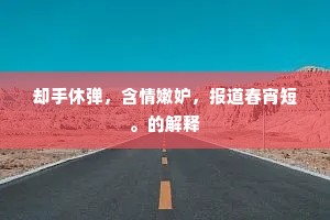 却手休弹，含情嫩妒，报道春宵短。的解释