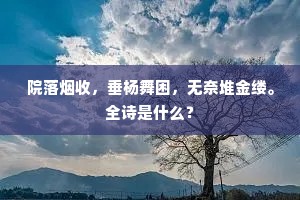院落烟收，垂杨舞困，无奈堆金缕。全诗是什么？