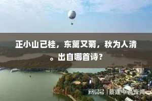 正小山已桂，东篱又菊，秋为人清。出自哪首诗？