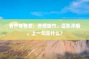 看燕集春芜，渔栖暗竹，湿影浮烟。上一句是什么？