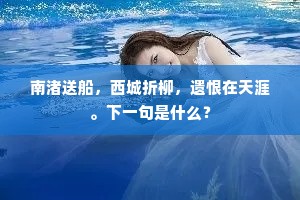 南渚送船，西城折柳，遗恨在天涯。下一句是什么？