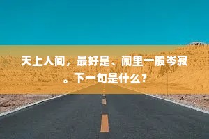 天上人间，最好是、闹里一般岑寂。下一句是什么？