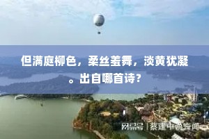 但满庭柳色，柔丝羞舞，淡黄犹凝。出自哪首诗？