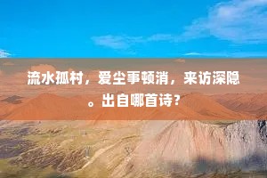 流水孤村，爱尘事顿消，来访深隐。出自哪首诗？