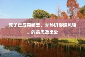 教子已成森砌玉，弄孙仍得追风骥。的意思及出处