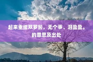 起来重绾双罗髻，无个事、泪盈盈。的意思及出处