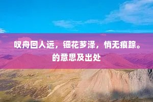 叹舟回人远，钿花芗泽，悄无痕踪。的意思及出处