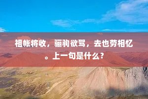 祖帐将收，骊驹欲驾，去也劳相忆。上一句是什么？