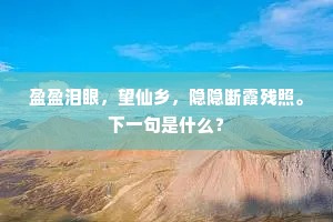 盈盈泪眼，望仙乡，隐隐断霞残照。下一句是什么？