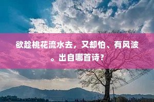欲趁桃花流水去，又却怕、有风波。出自哪首诗？