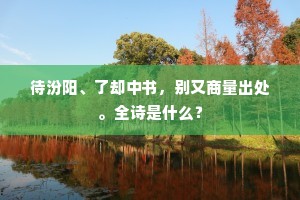 待汾阳、了却中书，别又商量出处。全诗是什么？