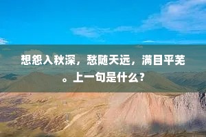 想怨入秋深，愁随天远，满目平芜。上一句是什么？