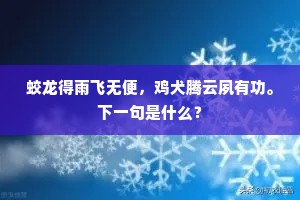 蛟龙得雨飞无便，鸡犬腾云夙有功。下一句是什么？