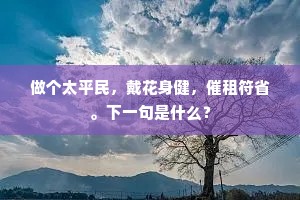 做个太平民，戴花身健，催租符省。下一句是什么？