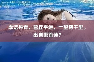 摩诘丹青，营丘平远，一望穷千里。出自哪首诗？