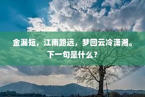 金漏短，江南路远，梦回云冷潇湘。下一句是什么？