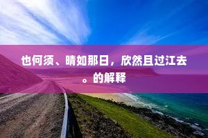 也何须、晴如那日，欣然且过江去。的解释