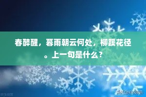 春醉醒，暮雨朝云何处，柳蹊花径。上一句是什么？