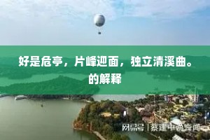 好是危亭，片峰迎面，独立清溪曲。的解释