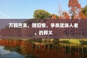 万颗燕支，赠旧情、争奈武珠人老。的释义
