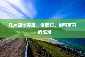 几片故溪浮玉，似夜归、深雪前村。的解释