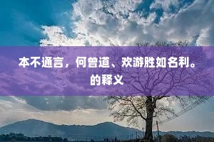 本不通言，何曾道、欢游胜如名利。的释义