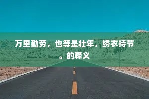 万里勤劳，也等是壮年，绣衣持节。的释义