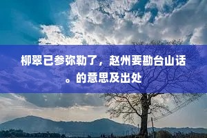 柳翠已参弥勒了，赵州要勘台山话。的意思及出处