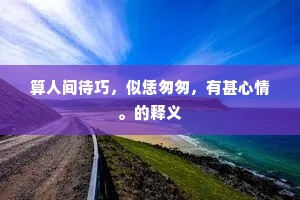 算人间待巧，似恁匆匆，有甚心情。的释义