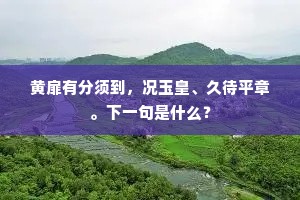 黄扉有分须到，况玉皇、久待平章。下一句是什么？