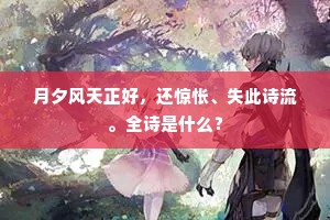 月夕风天正好，还惊怅、失此诗流。全诗是什么？