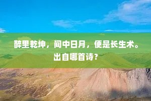 醉里乾坤，间中日月，便是长生术。出自哪首诗？