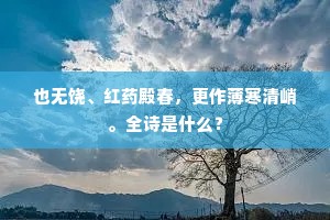 也无饶、红药殿春，更作薄寒清峭。全诗是什么？