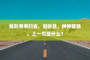 我则匆匆归去，知你且、种种随娘。上一句是什么？