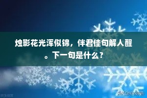 烛影花光浑似锦，伴君佳句解人酲。下一句是什么？