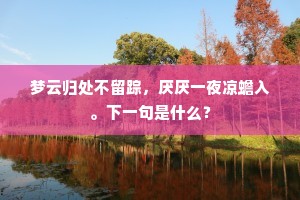 梦云归处不留踪，厌厌一夜凉蟾入。下一句是什么？