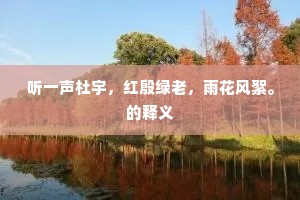 听一声杜宇，红殷绿老，雨花风絮。的释义