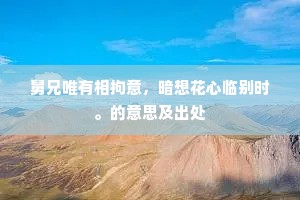 舅兄唯有相拘意，暗想花心临别时。的意思及出处