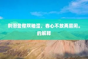别泪盈襟双袖湿，春心不放两眉闲。的解释