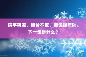 院宇初凉，楼台不夜，漫说经年隔。下一句是什么？